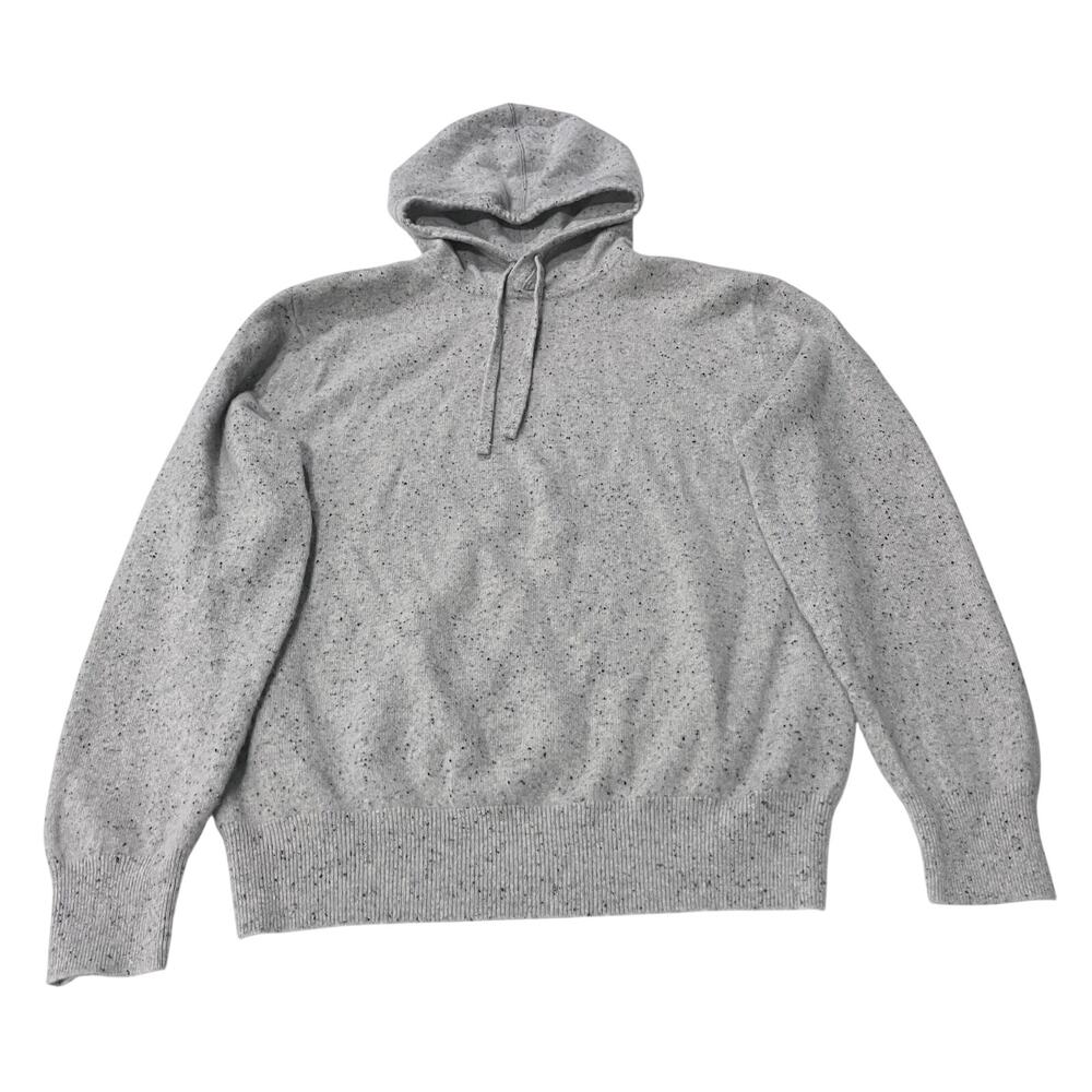 J.CREW Womens Medium 100% Cashmere Hoodie Sweater Speckled Grey Knit Pullover M